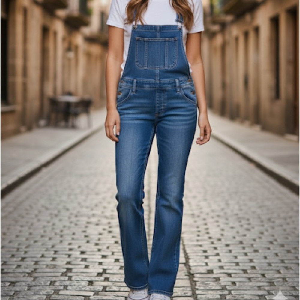 Buffalo David Bitton women’s Hailey Straight-Leg Denim Overalls Medium litigious